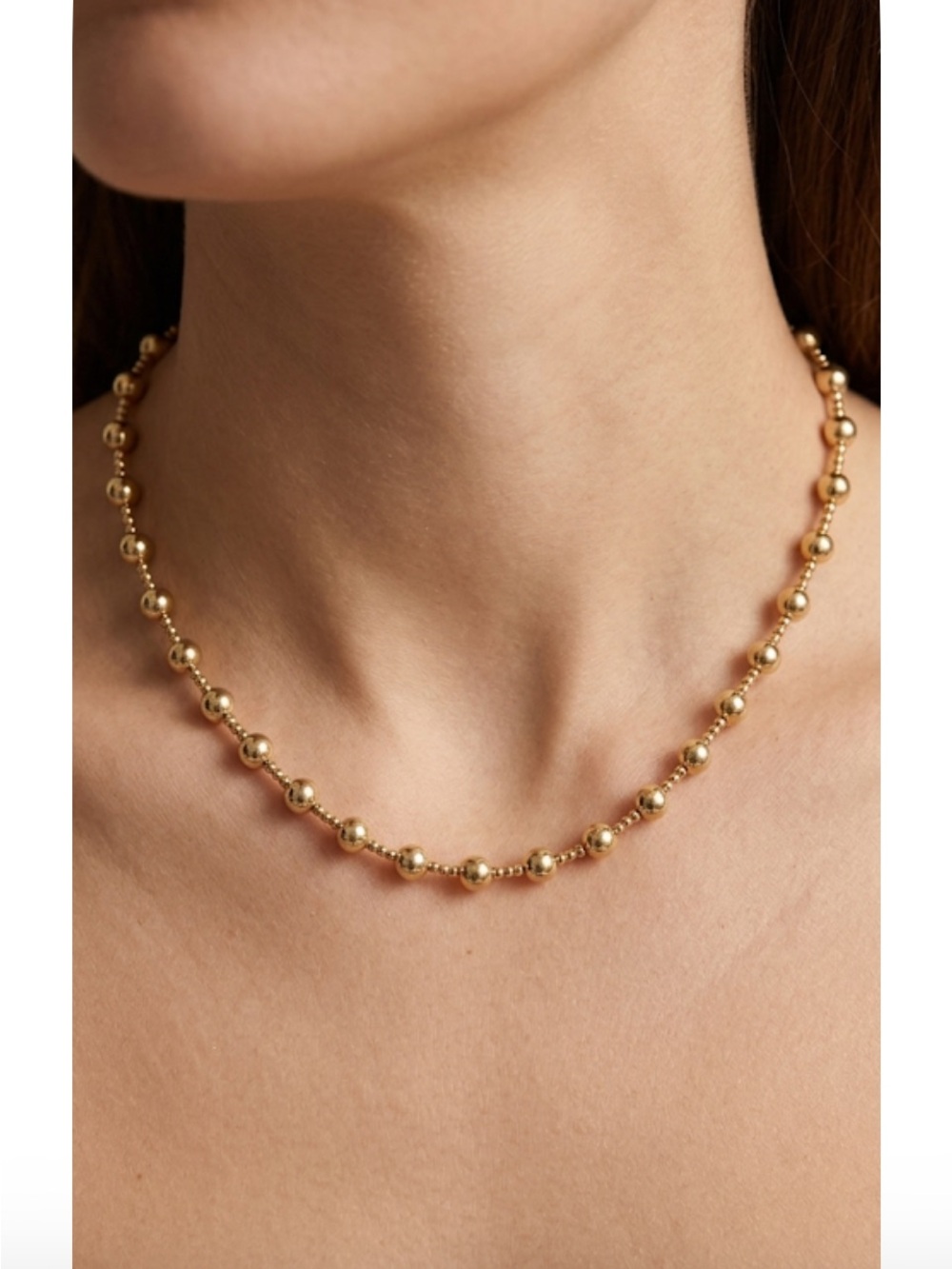 14k Gold Plated Ball BeadNecklace - Elegant Women's Jewelry